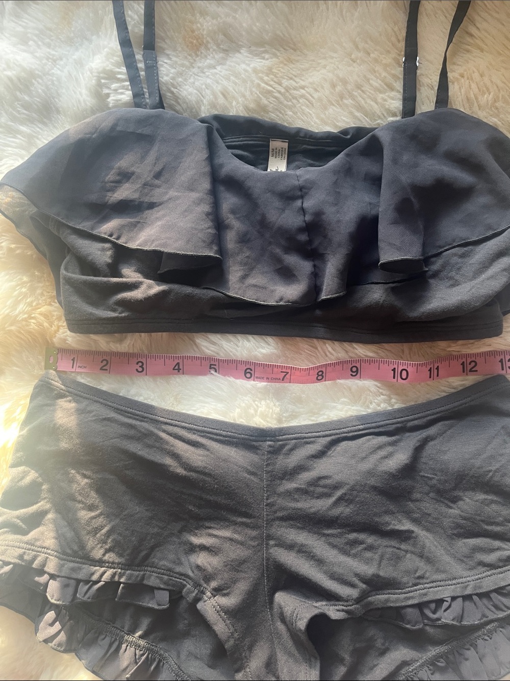 Dark grey Ruffle Two-Piece Swim Set - Picture 2 of 4